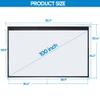 JupiterForce Pull Down Projector Screen 100 Inch 16:9 HD Portable Manual Roll-up Retractable Projection Screen for Home Theater Office Education, White view 2