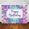 Avezano Mermaid Birthday Backdrop for Girl Under The Sea Bday Party Photography Background Glitter Purple Green Aqua Pink Mermaid Tail Birthday Party Decoration Photoshoot (8x6ft, Gold Glitter) view 1
