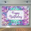 Avezano Mermaid Birthday Backdrop for Girl Under The Sea Bday Party Photography Background Glitter Purple Green Aqua Pink Mermaid Tail Birthday Party Decoration Photoshoot (8x6ft, Gold Glitter) view 4