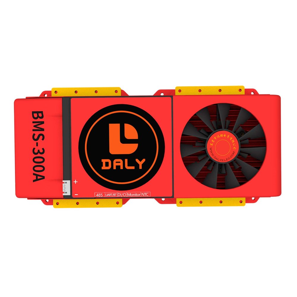 DALY SMART BMS LiFePo4 4S 12V 300A with Programmable Bluetooth Module and Common Port Cooling Fan