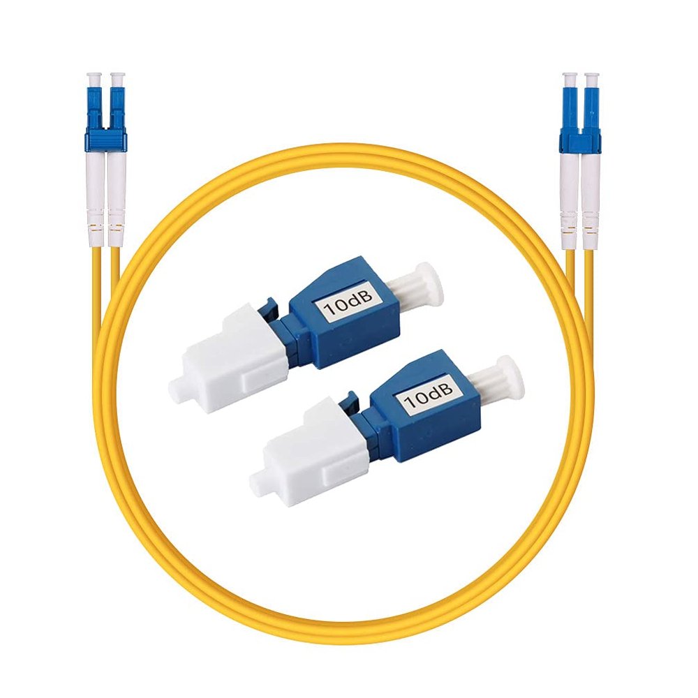 1M OS2 LC to LC Fiber Patch Cable Bundle with 2 Pack LC/UPC Singlemode Fiber Optic Attenuator 10dB