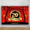 OERJU 12x8ft Happy 20th Anniversary Backdrop Luxury Stage Red Curtain Glitter Golden Spots Photography Background Lover Couple Marriage Wedding Anniversary Celebration Party Vinyl Studio Props view 2
