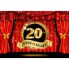 OERJU 12x8ft Happy 20th Anniversary Backdrop Luxury Stage Red Curtain Glitter Golden Spots Photography Background Lover Couple Marriage Wedding Anniversary Celebration Party Vinyl Studio Props view 4