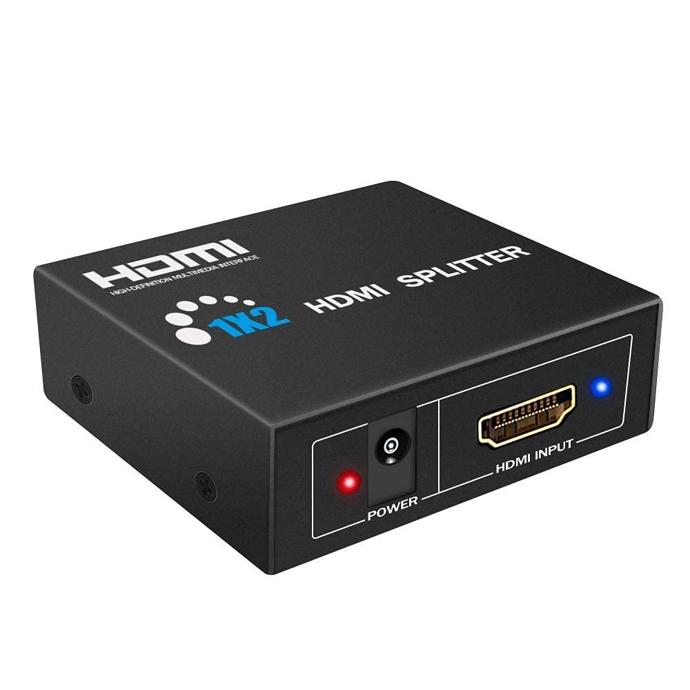 FAzuFlt HDMI Splitter, 1 in 2 Out Video Signal Distributor, Aluminum Alloy, high Definition HDMI Splitter, HDMI 2.0 1080P/ 3D/ 4K