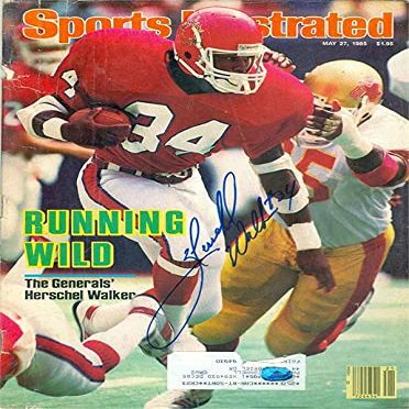 Autograph Warehouse 623759 Herchel Walker Autographed Sports Illustrated Magazine - New Jersey Generals, USFL - May 27th 1985 Issue