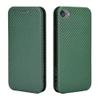 ZORSOME for iPhone iPod Touch 5 6 7 Flip Case,Carbon Fiber PU + TPU Hybrid Case Shockproof Wallet Case Cover with Strap,Kickstand Green view 1