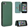 ZORSOME for iPhone iPod Touch 5 6 7 Flip Case,Carbon Fiber PU + TPU Hybrid Case Shockproof Wallet Case Cover with Strap,Kickstand Green view 2