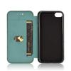 ZORSOME for iPhone iPod Touch 5 6 7 Flip Case,Carbon Fiber PU + TPU Hybrid Case Shockproof Wallet Case Cover with Strap,Kickstand Green view 4