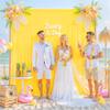10ft x 10ft Yellow Backdrop Curtain for Parties Yellow Wrinkle Free Backdrop Drapes Panels for Birthday Party Baby Shower Wedding Photo Photography Polyester Fabric Background Decoration view 4