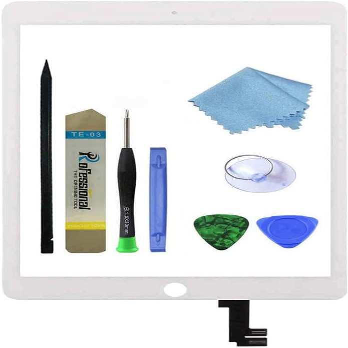 Zentop for White iPad Air 2 2nd Generation Touch Screen Digitizer Glass Replacement Modle A1566 1567 with Adhesive+Tool Repair Kit (Only for Professional Person,Not Include LCD)