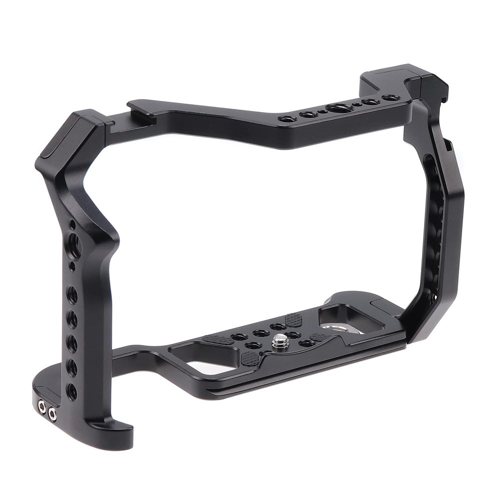 FocusFoto Camera Cage Video Filmmaking Stabilizer Rig Aluminium Alloy Extension Frame with Cold Shoe and 1/4" 3/8" Screw Mouting for Canon EOS R5 R6 Camera