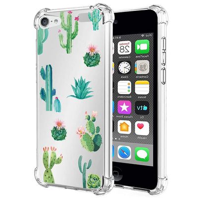 Bohefo Clear Case for iPod Touch 5/6/7 - Cute Soft TPU Shockproof Protective Case with Cactus Pattern Cover iPod Touch 7 Cactus