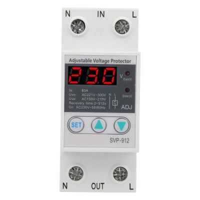 Voltage Protector Adjustable Under Over Voltage Protection, Voltage Output Stabilizer for Home Office Appliance, Protector Current Stabilizer Voltmeter for House Protection(63A)