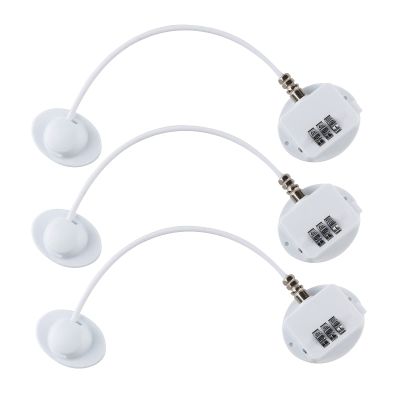 3 Pack Refrigerator Lock Combination Coded Fridge Lock Freezer Child Safety Lock Door Lock with Strong Adhesive No Keys Need White