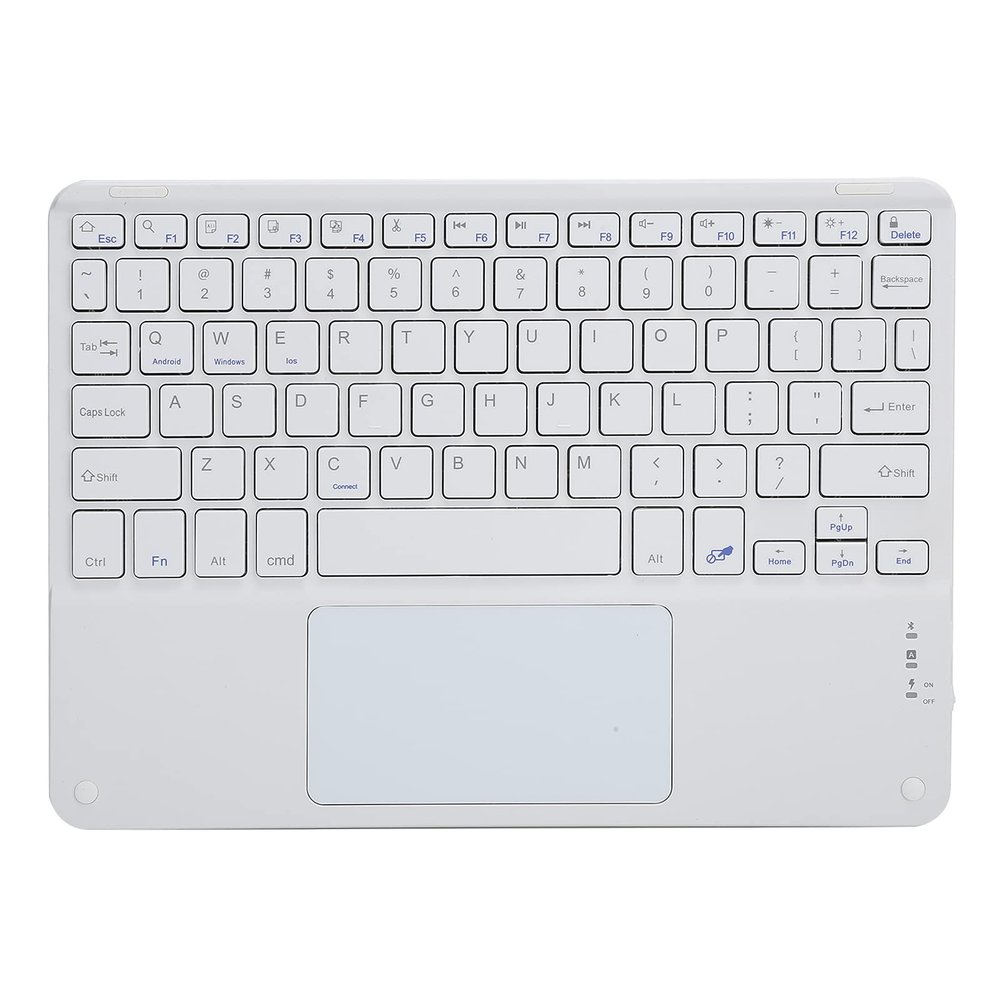 10in Keyboard with Touchpad Smartphones, for Tablets, Laptops, and Desktop Computers (White)