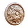SUNHAWK 2PCS Wood Carved Rosette Applique Deeply Carved Leaf Round Onlay for Door, Cabinet, Fireplace Mantel, and Furniture (Birch, 4-1/4"Diameter x 1" T) view 2