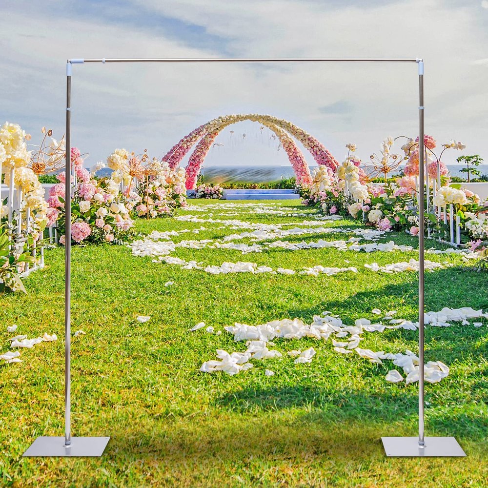 10X10ft Heavy Duty Backdrop Stand for Parties for Curtains Modern Wedding Stainless Pipe Backdrop Support Stand Kit Studio Wedding Curtain Frame with Base Stand for Backdrops