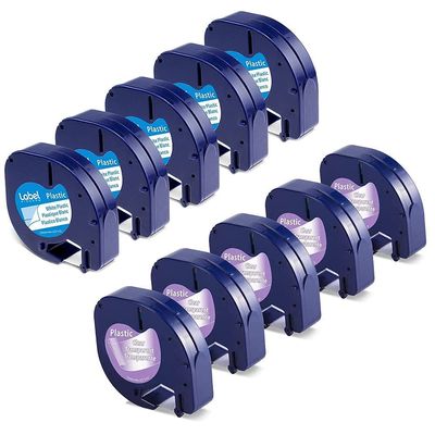 5 Clear + 5 White Compatible DYMO LetraTag Label Maker Refills