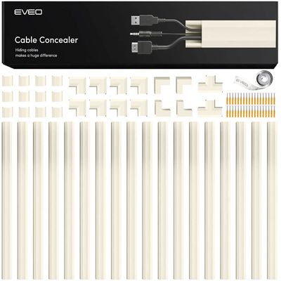 EVEO Cable Hider Wall 306 - Cable Raceway Cord Hider - Wire Covers for Cords on Wall, Cord Cover, Wall Cable Hider, Cable Concealer, Wire Hiders for TV on Wall - 20X (L16 W0.95 H0.5) - Medium | Beige
