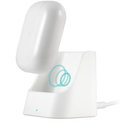 Cordinate Wireless Charging Station Compatible Only with AirPods and AirPods Pro, 5W Qi Charger, Ear Buds, Indicator Light, Great for Home or Office, 4ft. USB-A to USB-C Cable, White, 58616