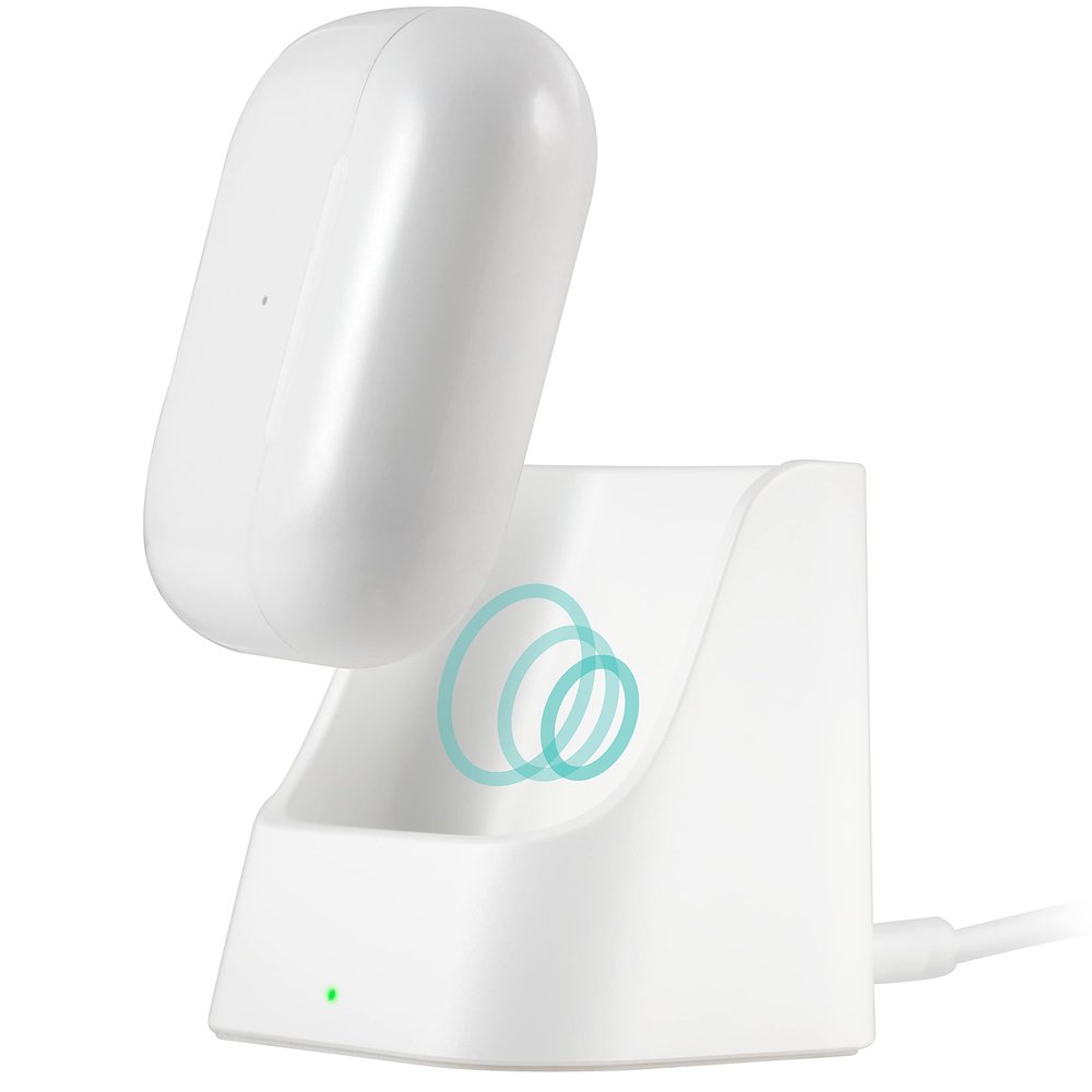 Cordinate Wireless Charging Station Compatible Only with AirPods and AirPods Pro, 5W Qi Charger, Ear Buds, Indicator Light, Great for Home or Office, 4ft. USB-A to USB-C Cable, White, 58616