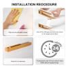 Self Adhesive Bamboo Towel Holder -- No Drilling Hand Towel Ring Strong Hold Self Adhesive Bathroom Towel Bar Bamboo Towel Rack Sticky Towel Hanger for Kitchen Living Room Bedroom view 3
