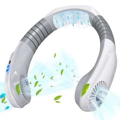 AQUYY Portable Hanging Neck Fan, Hands Free Neckband Cooling Fan with 3 Wind Speeds, USB Rechargeable Quiet Neck Cooler, Personal Air Conditioner for Outdoor Sports Indoor Office, 1800mAh*2 White