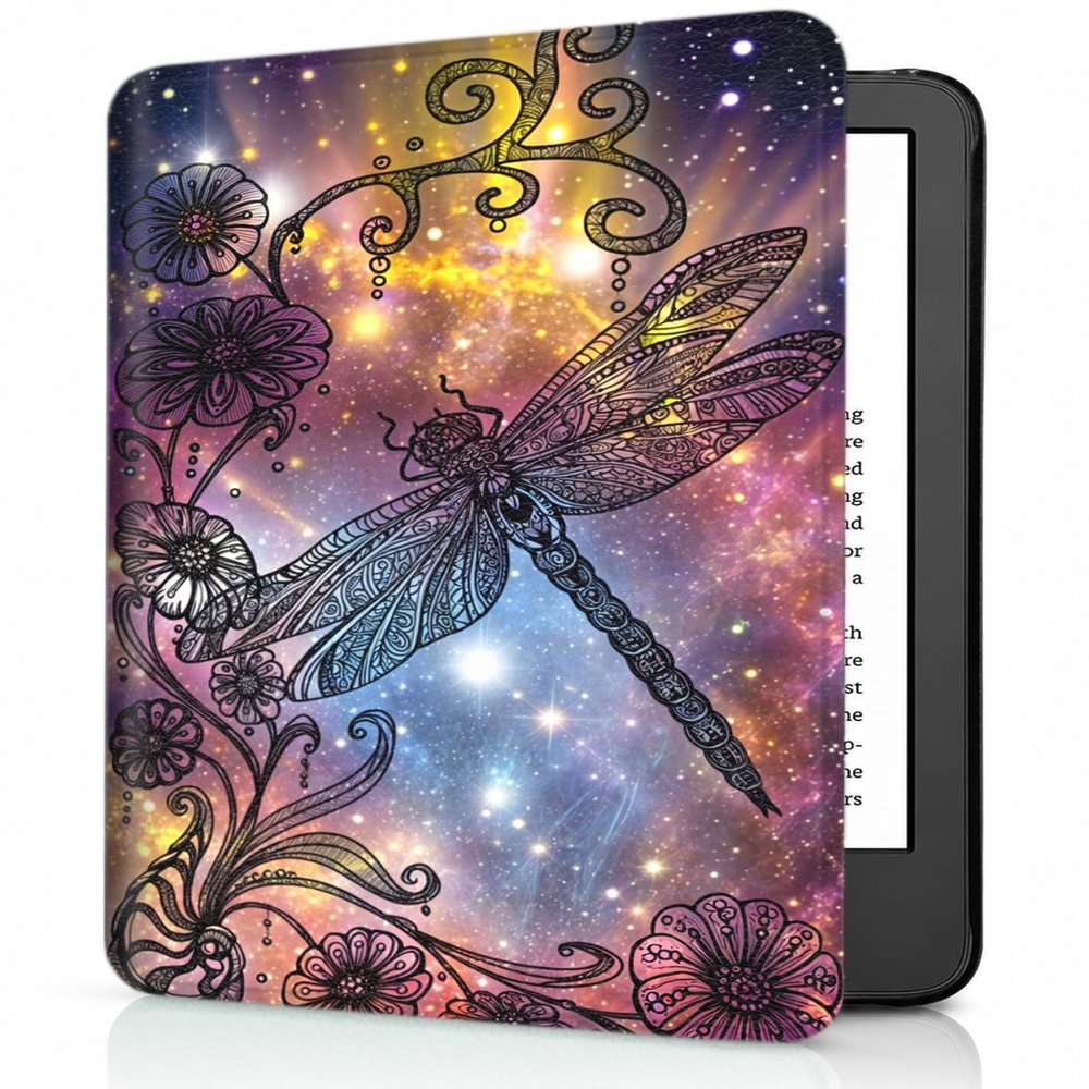AIRWEE Case for 6" Kindle 10th Generation 2019 Release, Slim Lightweight PU Leather Stand Cover with Auto Wake/Sleep, Magnetic Closure Folio Cover for Kindle 10th Gen 2019, Galaxy Dragonfly