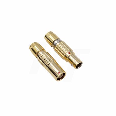 HangTon Compatible for Lemo 1B FGG PHG Connector, Male Female Circular Push Pull Free Socket and Cable Plug (3-pin, Gold)