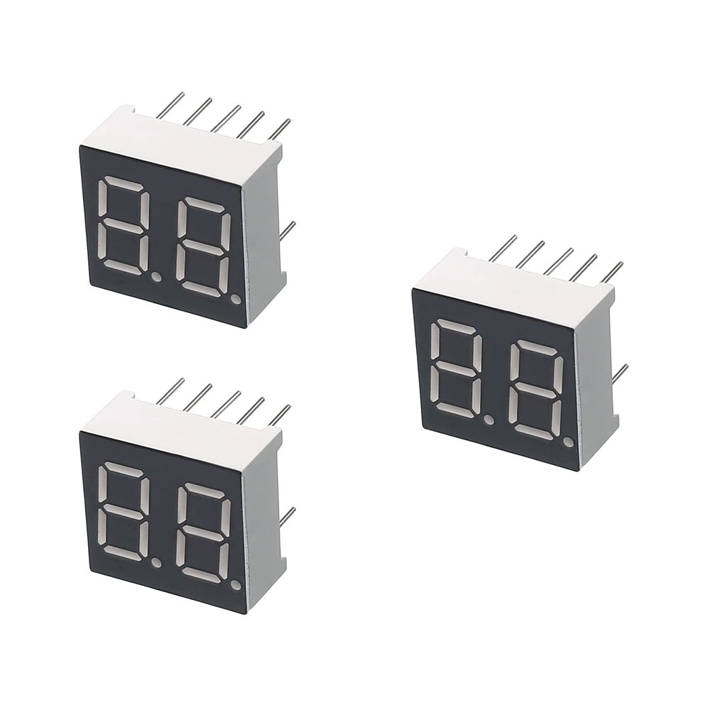 Bettomshin 3pcs LED Digital Dispaly Common Anode 10 Pin 2 Bit 0.59 x 0.55 x 0.31inch(LxWxH) 0.28'' Red Display Digital Dispaly 3621BH