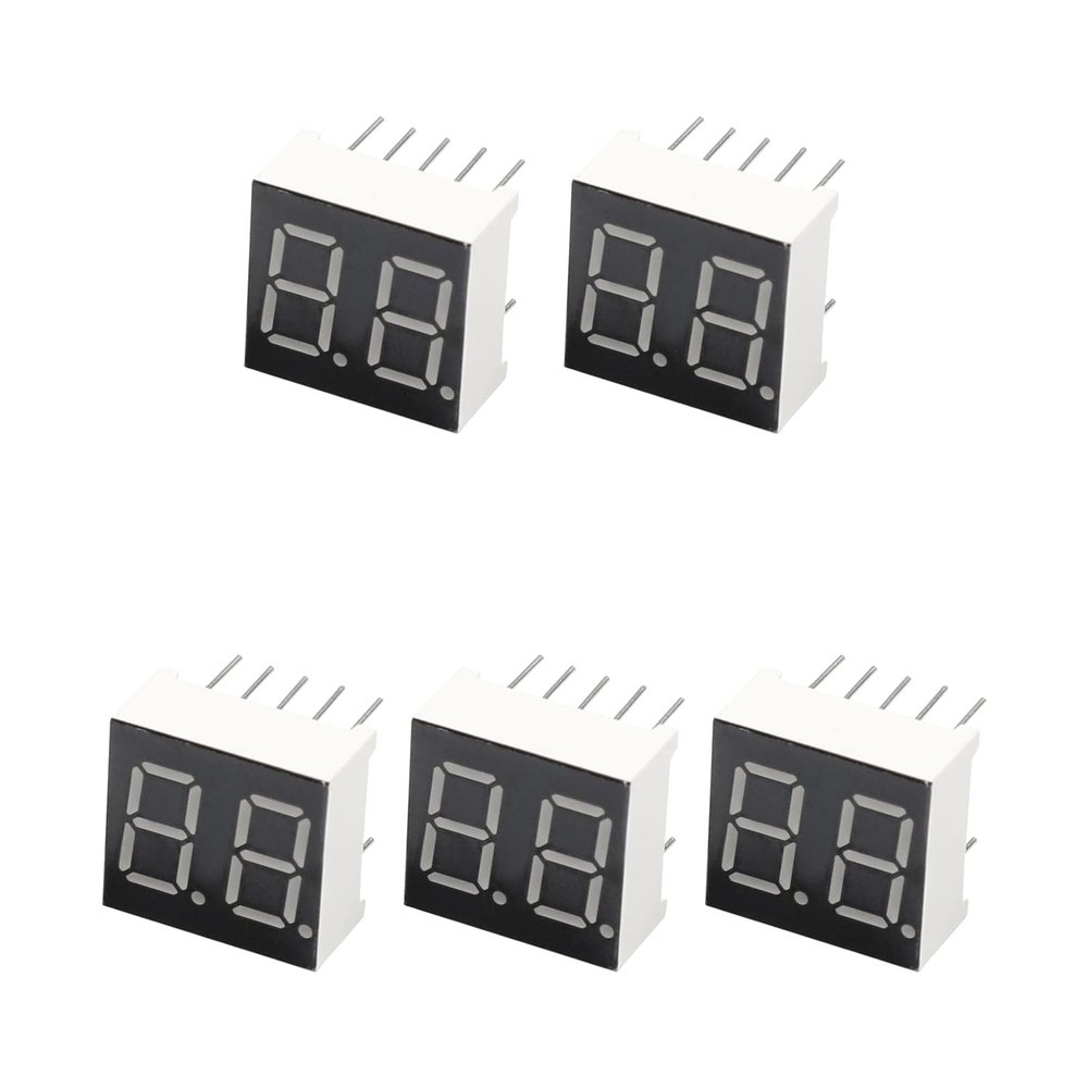 Bettomshin LED Digital Dispaly Common Anode 10 Pin 2 Bit 0.59 x 0.55 x 0.31inch(LxWxH) 0.28" Red Display Digital Dispaly 3621BH 5Pcs