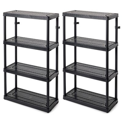 Gracious Living 2 Pack Storage Rack, 4 Shelf Fixed Height Medium Duty Unit, Black