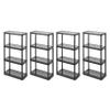 Gracious Living 4 Shelf Fixed Height Solid Light Duty Storage Unit 12 x 24 x 48" for Home, Garage, Basement, & Laundry, Black (4 Pack) view 1