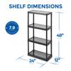 Gracious Living 4 Shelf Fixed Height Solid Light Duty Storage Unit 12 x 24 x 48" for Home, Garage, Basement, & Laundry, Black (4 Pack) view 3