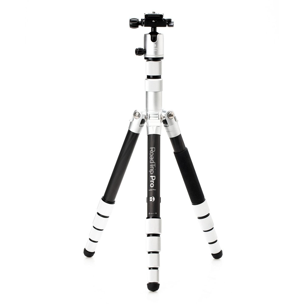 Benro MeFOTO Roadtrip PRO Travel Tripod, Ballhead and Monopod in Silver, 1 Series Carbon Fiber Legs, 4 Leg Sections, Twist Leg Locks, Carrying Case (BMRTPROCSLV)