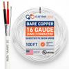 16 Gauge Wire (16 AWG) 2 Conductor Stranded Copper Shielded Cable 16/2 Home Electrical Wire Low Voltage Up to 300V CMP/CL3P Low Smoke Plenum Jacket USA Made (100ft - White)