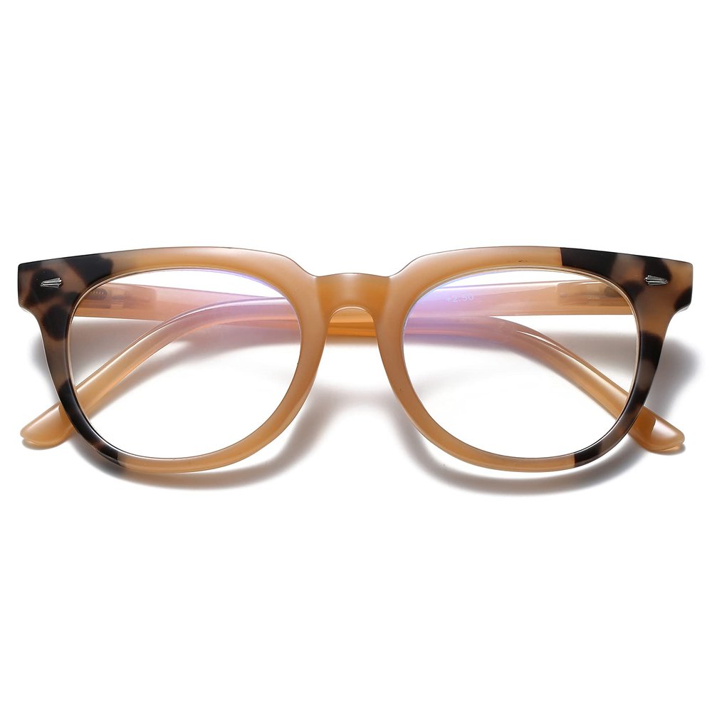 Bevi Reading Glasses Blue Light Blocking Magnify Glasses with Spring Hinge Anti Eye Strain for Men and Women R107C1-2.00