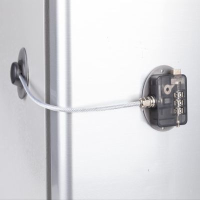 FIGEPO Fridge Lock Combination Coded Child Safety Lock with Strong Adhesive, No Keys Needed (1, Grey)