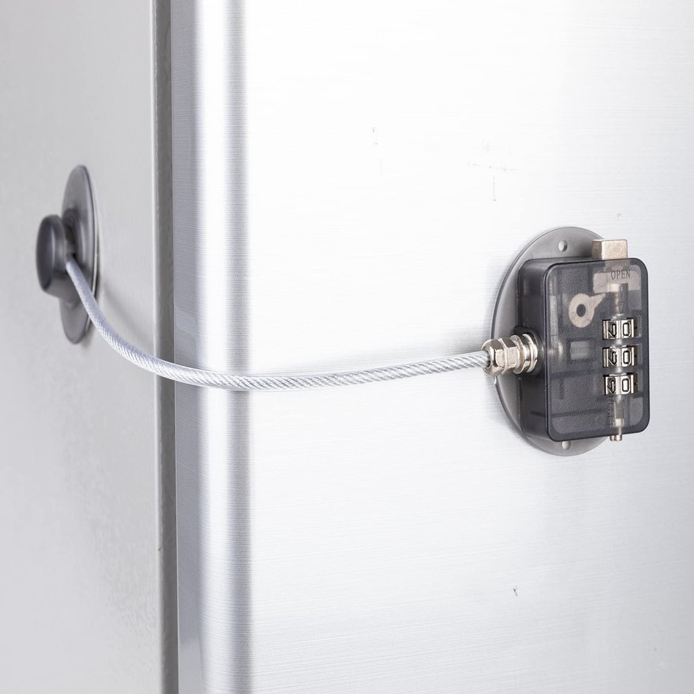 FIGEPO Fridge Lock Combination Coded Child Safety Lock with Strong Adhesive, No Keys Needed (1, Grey)