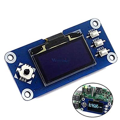 1.3inch OLED HAT Display 128x64 Pixels SPI/I2C Interface Embedded Controller Direct-pluggable for Raspberry Pi 2B/3B/3B+/Zero W