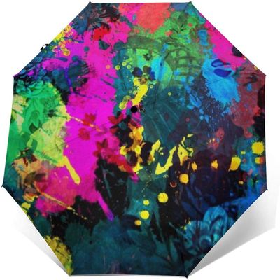 LJYT Premium Umbrella-Compact Automatic Umbrella-Folding Travel Umbrella-Portable Automatic Umbrella (Color : Paint Splatter Dark)