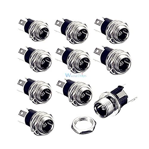 10PCS 5.5 x 2.1mm DC Power Supply Jack Socket Female Panel Mount Connector Adapter 3-Pin 12mm x 12mm x 20mm