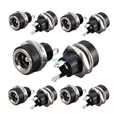 10Pcs 3A 12v for DC Power Supply Jack Socket Female Panel Mount Connector 5.5mm 2.1mm Plug Adapter 2 Terminal Types 5.52.1