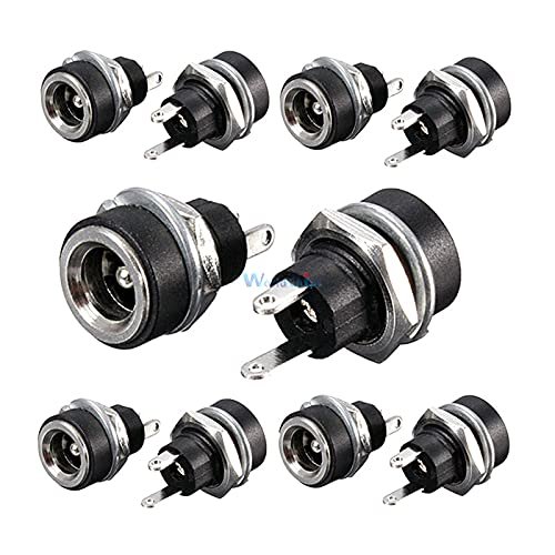 10Pcs 3A 12v for DC Power Supply Jack Socket Female Panel Mount Connector 5.5mm 2.1mm Plug Adapter 2 Terminal Types 5.52.1