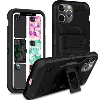 DuraSafe Cases for iPhone 11 PRO 2019 5.8 Inch A2160 A2217 A2215 Shockproof Sturdy Printed Case with Multi Layer Protection & Kick Stand - Black(Without Holster)