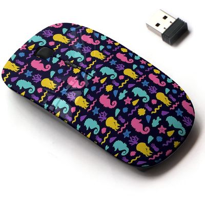 2.4G Wireless Mouse with Cute Pattern Design for All Laptops and Desktops with Nano Receiver - Colorful Bright Cute Underwater sea