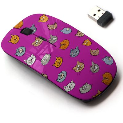 2.4G Wireless Mouse with Cute Pattern Design for All Laptops and Desktops with Nano Receiver - Cartoon cat Characters