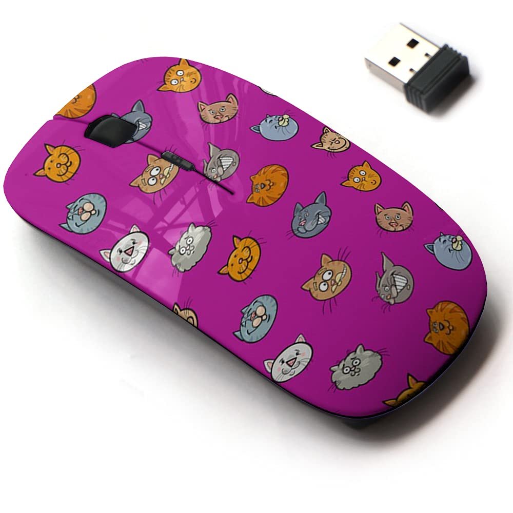 2.4G Wireless Mouse with Cute Pattern Design for All Laptops and Desktops with Nano Receiver - Cartoon cat Characters