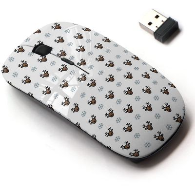 2.4G Wireless Mouse with Cute Pattern Design for All Laptops and Desktops with Nano Receiver - Deer Snowflake Winter Pattern