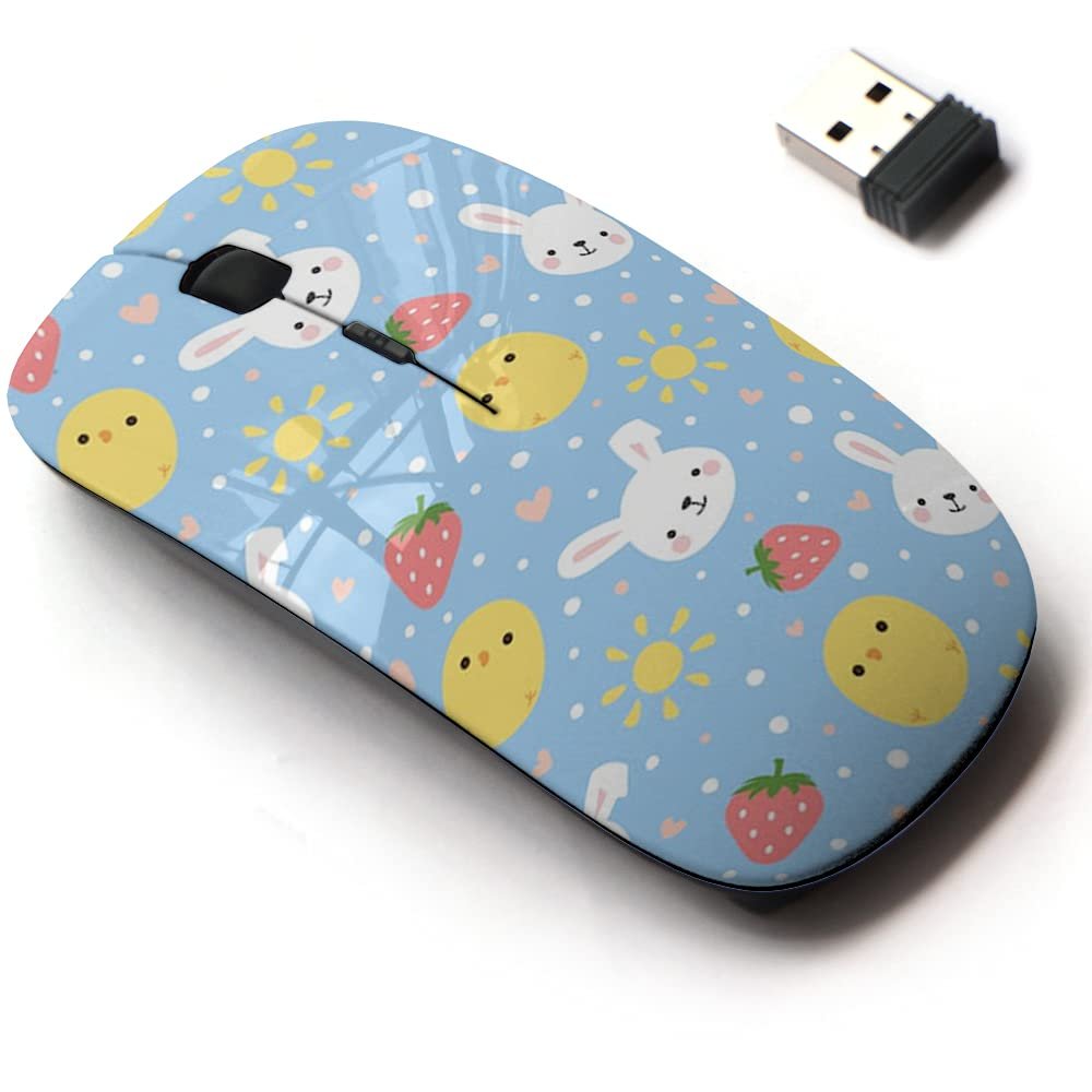 2.4G Wireless Mouse with Cute Pattern Design for All Laptops and Desktops with Nano Receiver - Cartoon Bunny Cute Chick
